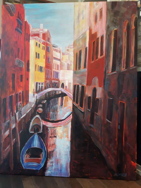 Canal Life, acrylic, 58" x 46" - Mike Livesey