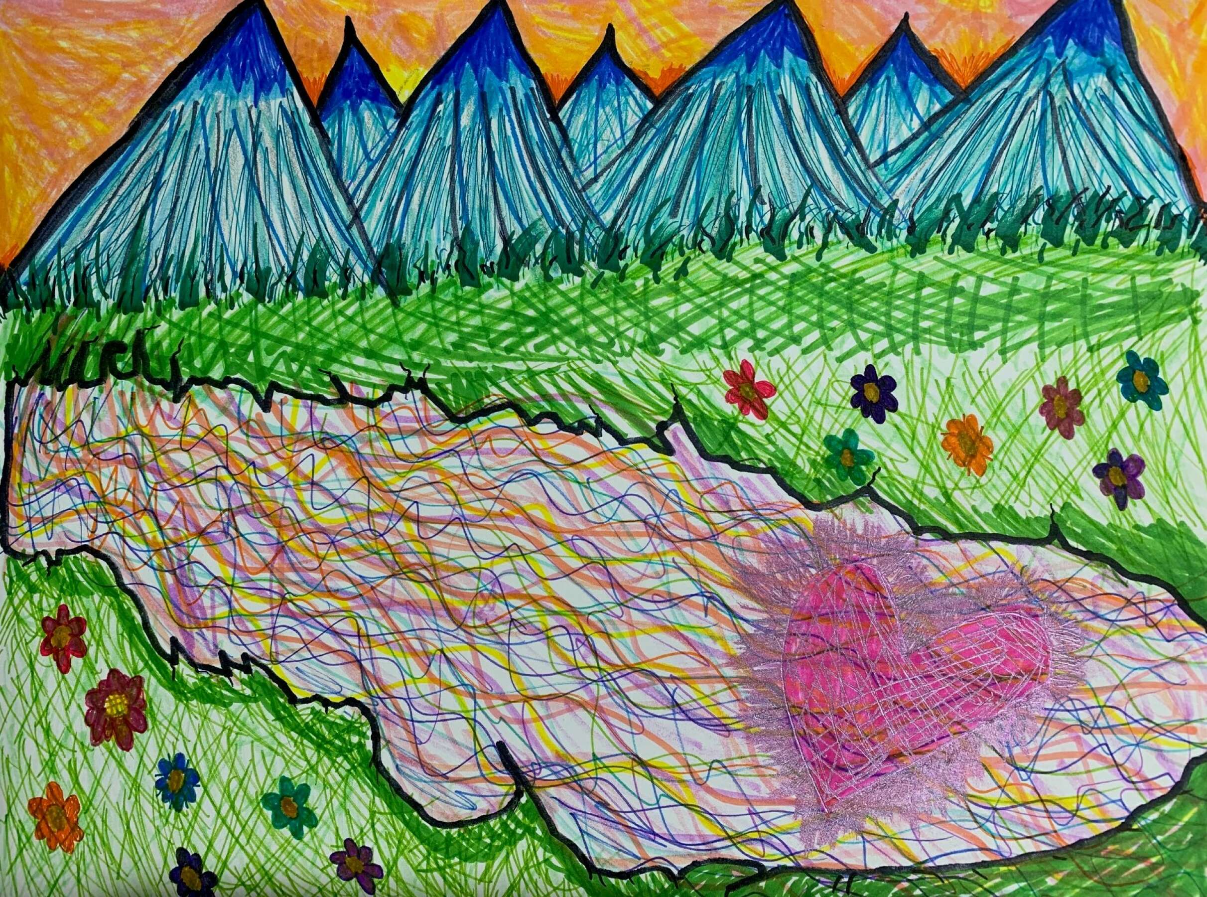 River of Love – Pen, 9 X 12 inches