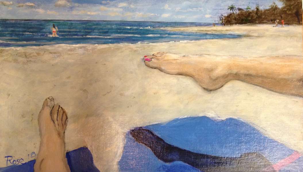 2 Feet in Paradise (acrylic on board) by David Rose