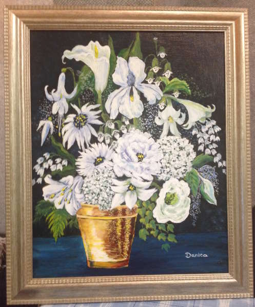 White and Gold (acrylic) by Donna Orr