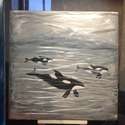 The Orcas painting (at the end of the demonstration)