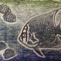 Angel Fish (woodcut) by Marvyn Rivett