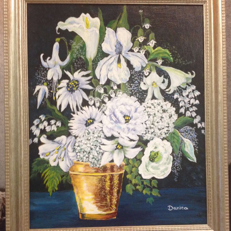 White and Gold (acrylic) by Donna Orr