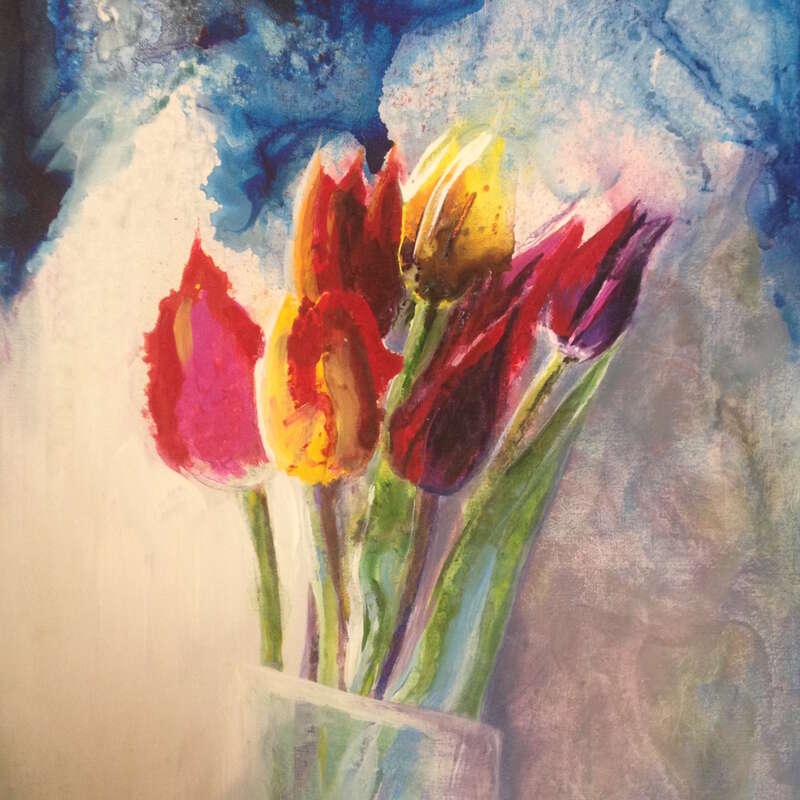 Spring Tulips (acrylic and ink) by Astrid Akkerman