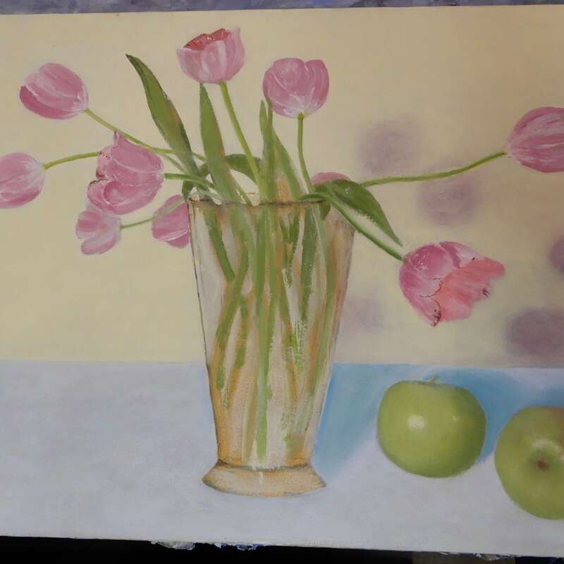 Painting of Tulips and Apples