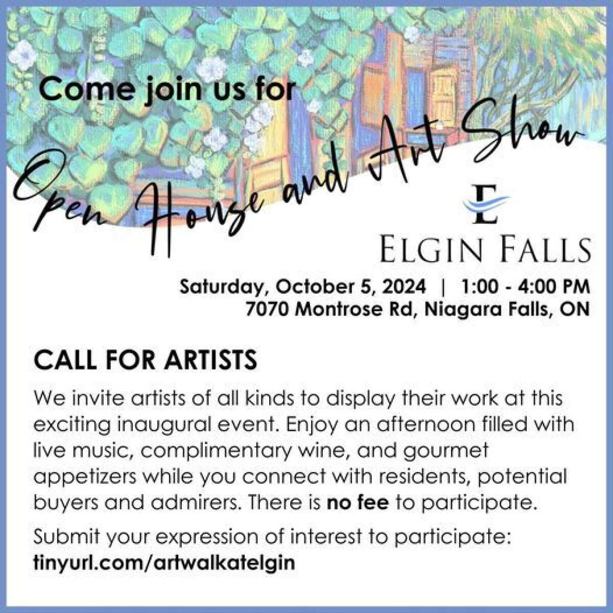 Call for Artists: Elgin Falls Open House and Art Show